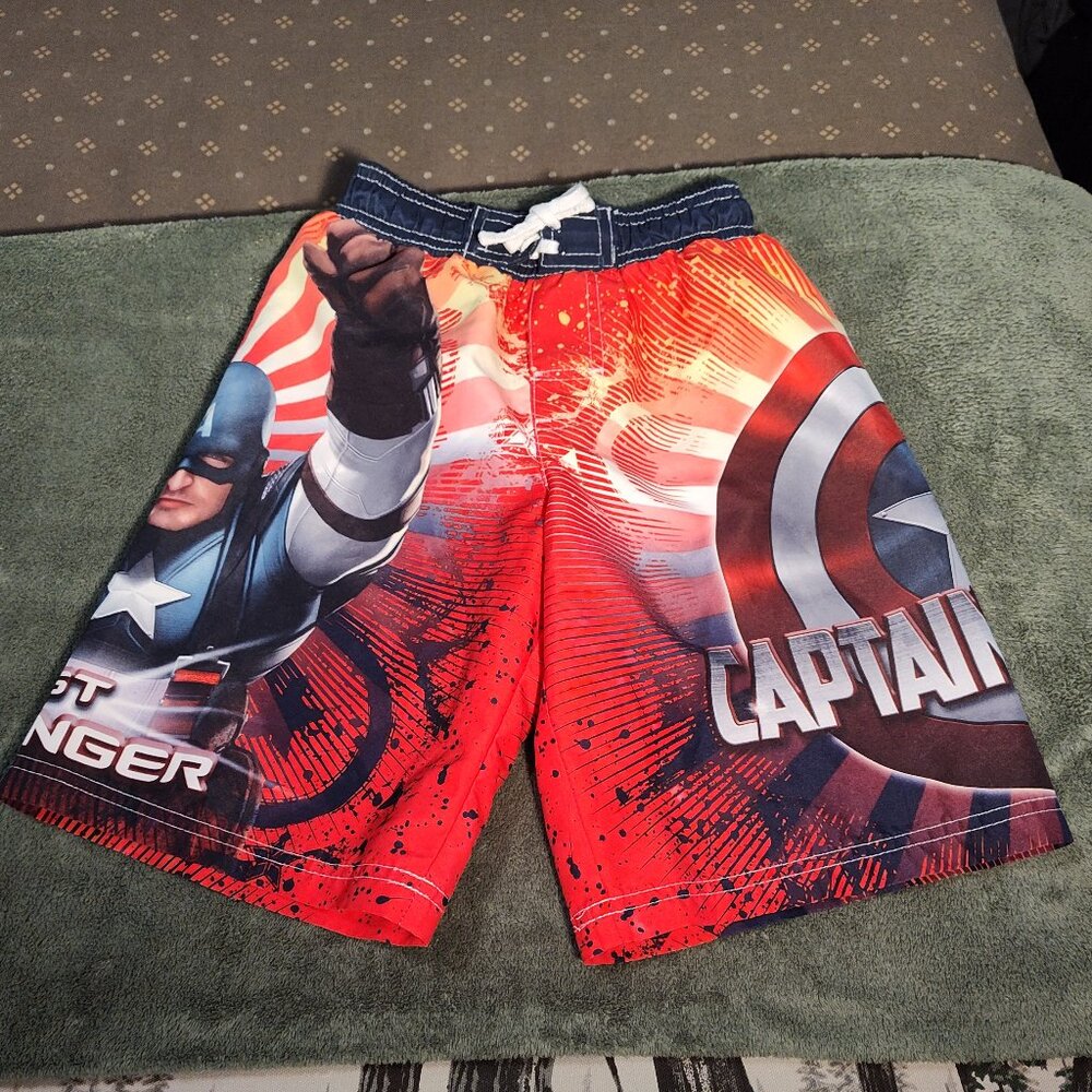 Marvel Captain America the First Avenger boy's swim trunks, exc. cond., size 4/5